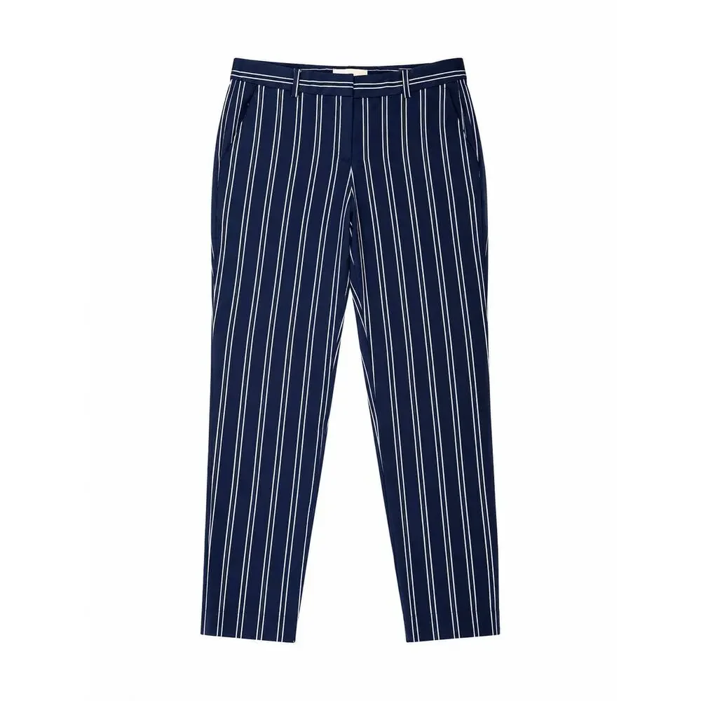 Michael Kors Navy and White Pinstripe Pant
